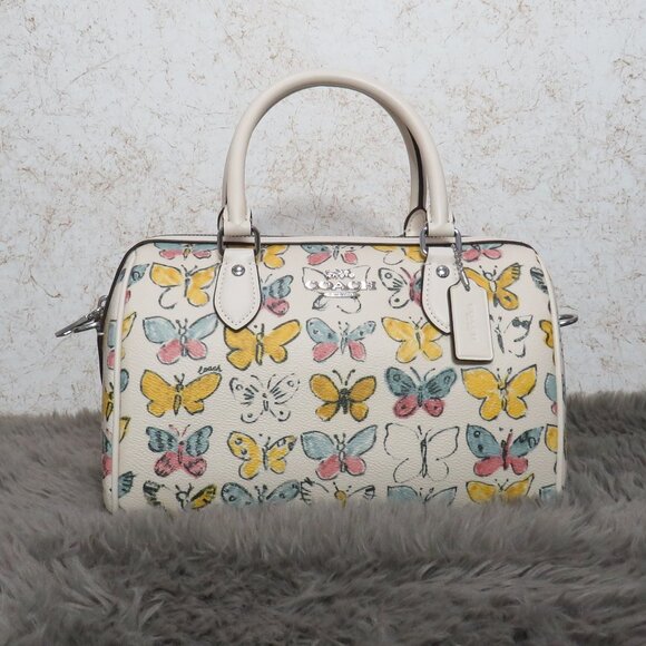 Coach Rowan Satchel with Butterfly Print (Chalk) - Picture 1 of 7